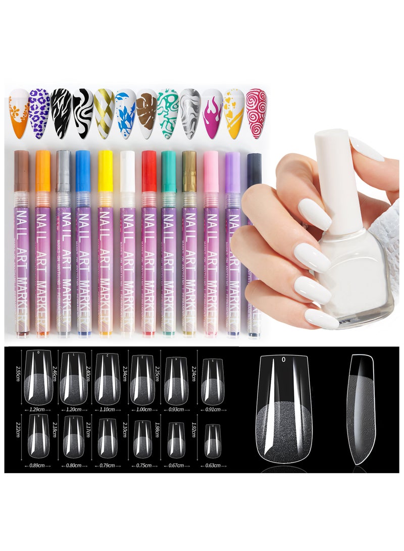 Arabest 12 Colors Nail Art Pens Set, Nail Art Markers Polish Pen for 3D Nail Art, Drawing Painting Liner Brush for DIY Nail Art Beauty Adorn Manicure Tool - Image 1